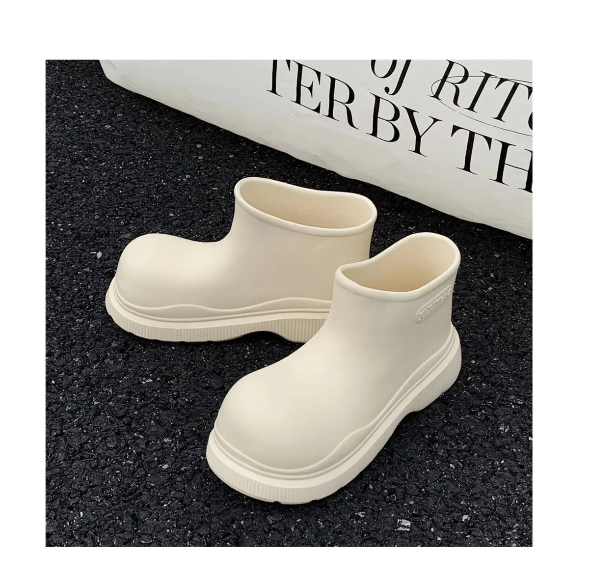 Bottes de Pluie Femme Imperméables | Tige Courte Large | Semelle Épaisse | Chaussures Eau Confortables