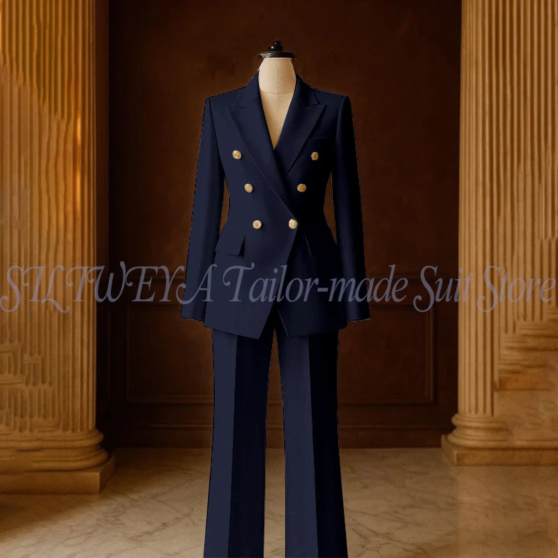 Ensemble Tailleur 2 Pièces Femme | Veste Double Boutonnage & Pantalon Droit | Élégant Bureau Toutes Saisons | Sur Mesure