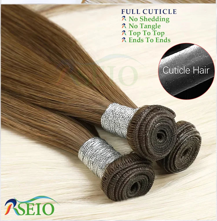 Tissage Weft Cheveux Humains Remy Naturel | 14-26 Pouces | Bouclable | Blonde & Lisse | Salon
