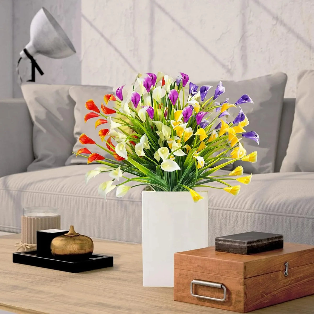 Fleurs Artificielles Bouquet 33cm | Décoration Maison, Jardin & Mariage | Arrangement Vase Extérieur