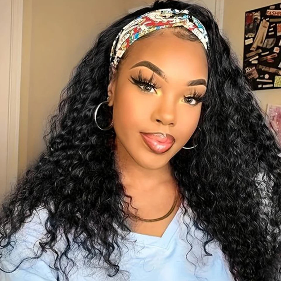 Perruque Headband Kinky Curly Jerry Curl | 250% Densité | Glueless | Machine Made | Cheveux Remy Brésiliens | Femmes Noires