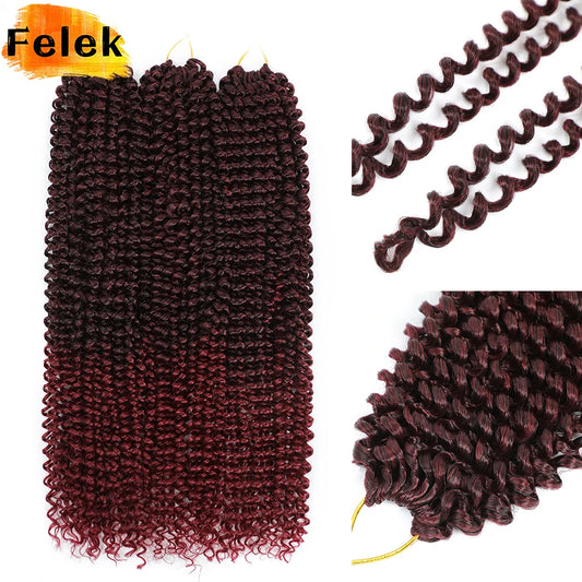 Bohemian Passion Twist Braiding Hair Extension 22 Inch Curly Crochet Hair Extension Burgundy Water Wave Crochet Braids For Women