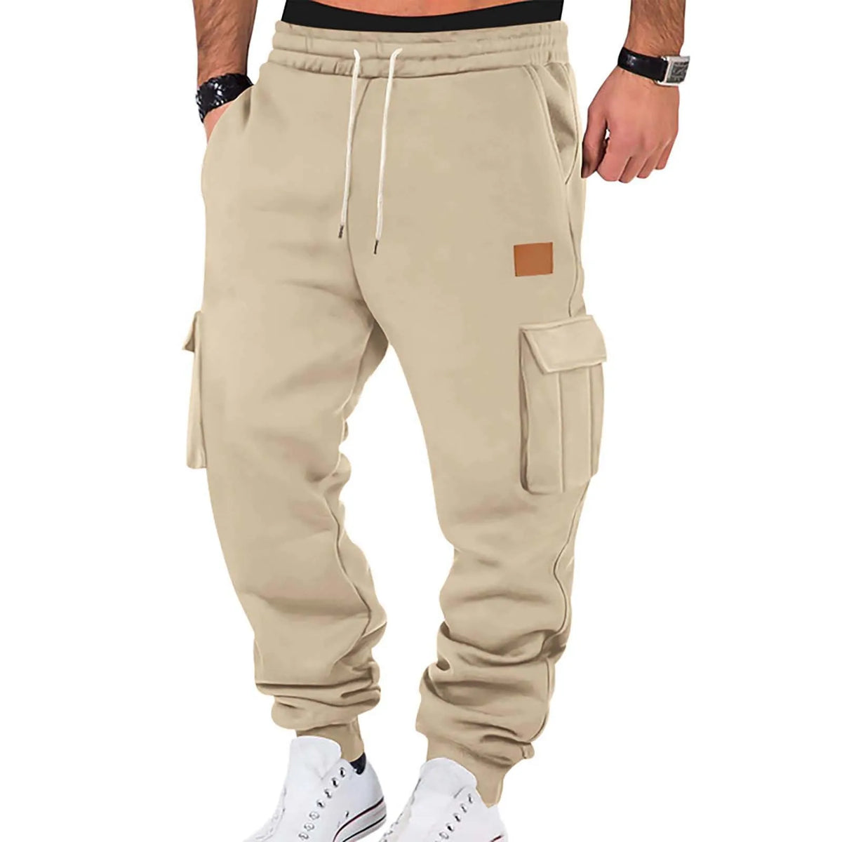 Men's Cargo Pants 2025 New Casual Loose Autumn Winter Straight Baggy Pants Multi-Pockets Solid Color Printing Sweatpants