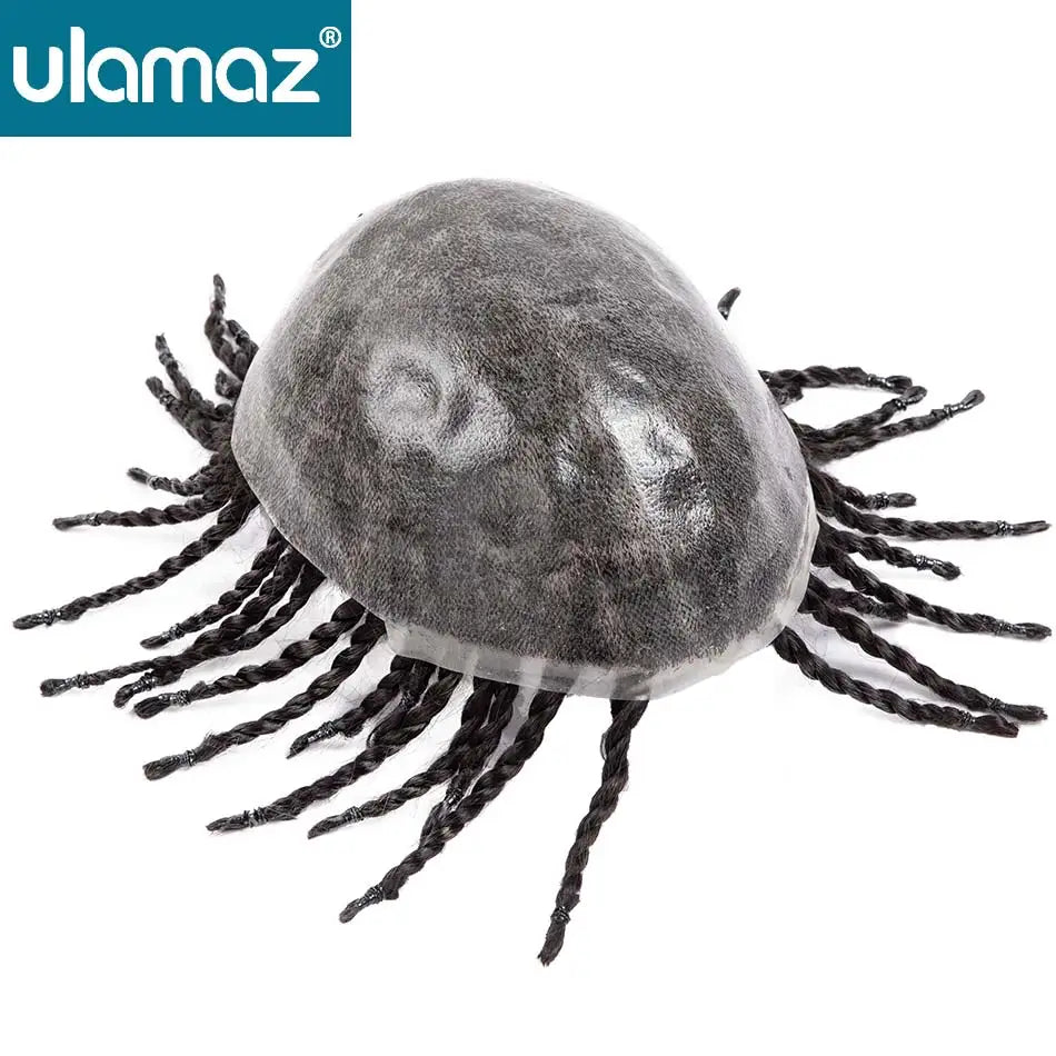 Perruque Tresses Twist Homme Indétectable | Prothèse Capillaire Crochet | Peau | Hair System | Homme Noir