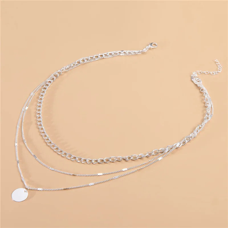 Collier Vintage Multicouche Femme | Chaîne Pendentif | Bijou Esthétique Tendance | Cadeau Mode