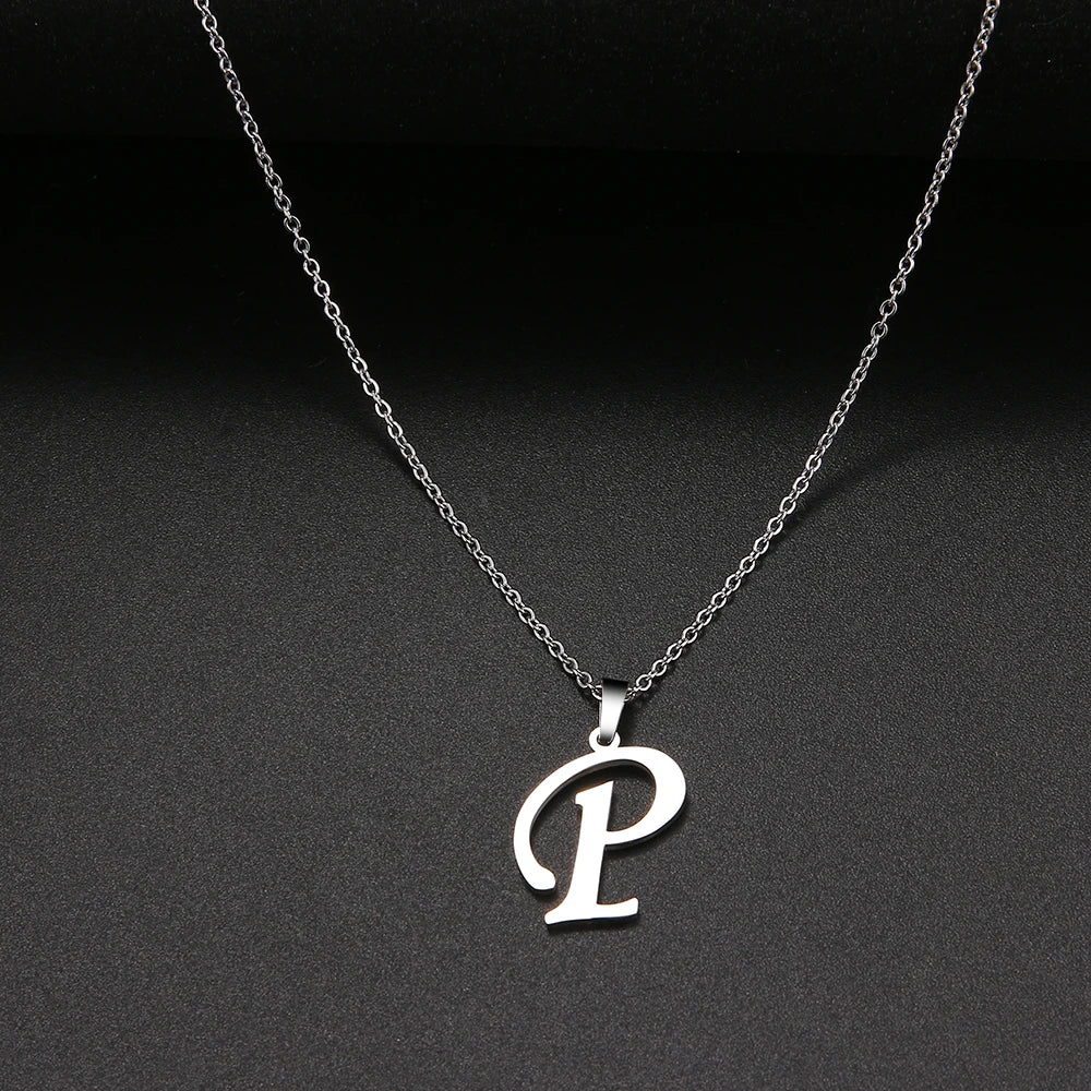 Collier Initiale Grand Alphabet A-Z | Acier 316L Minimaliste | Pendentif Femme | Cadeau Bijou