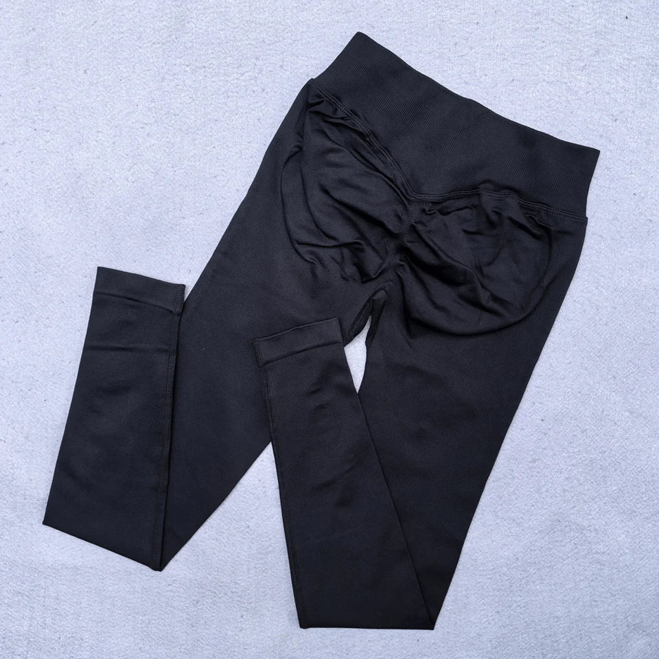 Legging Yoga Sans Couture Femme | Scrunch Butt Lifting | Gym & Sport | Taille Basse Côtelée