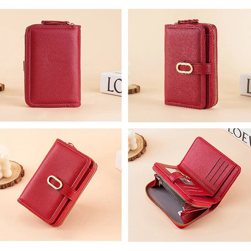 Women's Wallet with Zip Coin Pocket PU Leather Purses for Women Lychee Pattern Wallets and Handbags Money Bags Simple Billfold