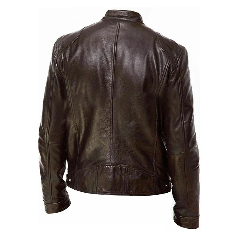 Veste style motard en similicuir PU pour homme | Zippée
