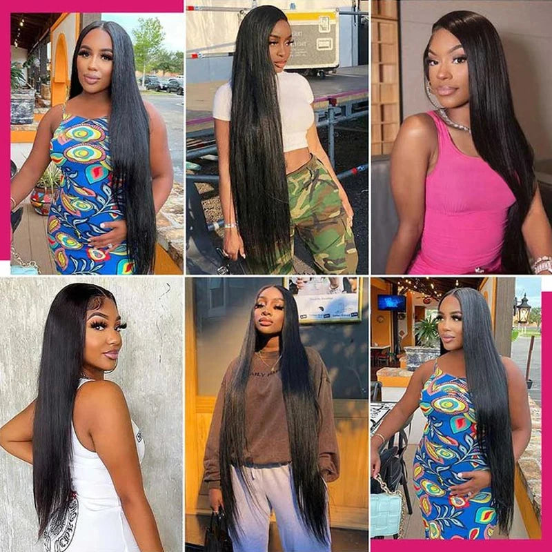 13x4 Brazilian Human Hair Wig Wear and Go 200 Density Straight 13x6 Hd Lace Frontal Wigs Natural Black Pre Plucked Baby Hair