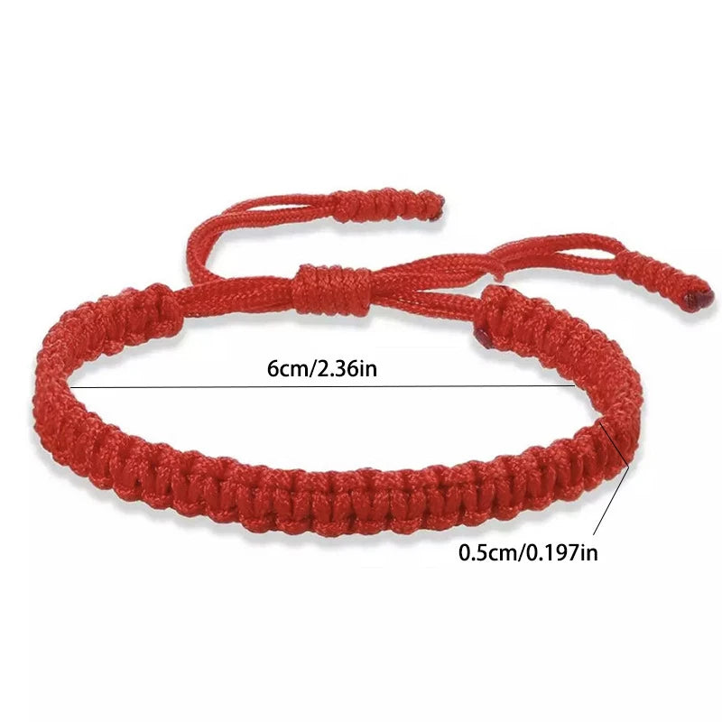Bracelet Tressé Bouddhiste Tibetain | Rouge & Noir | Porte-Bonheur Amulette | Bijou Femme & Fille