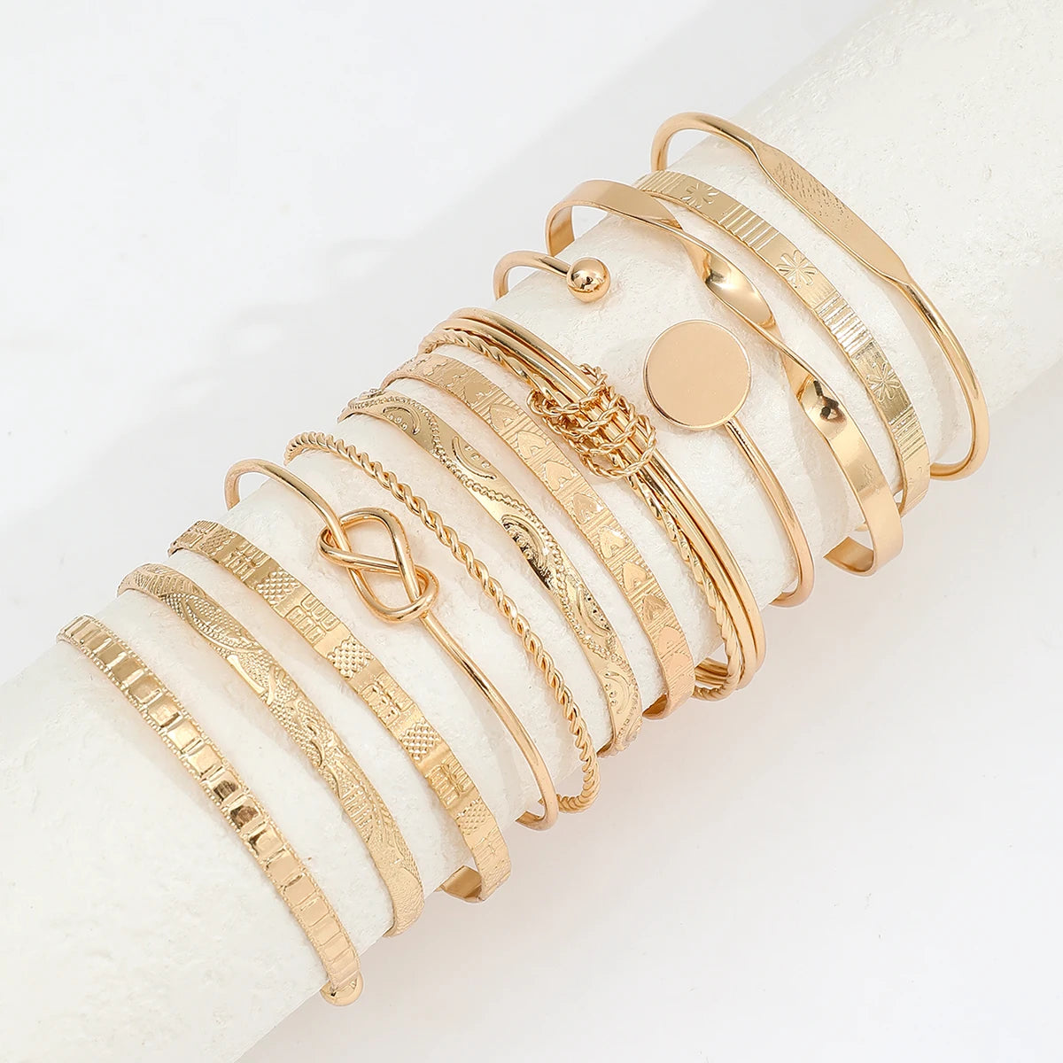 12pcs Vintage Creative Design Twisted/Knot/Printed Bracelet Bohemian Stacked Bangle Set Women's Daily Versatile Jewelry