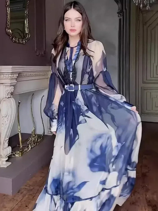 Women's Dashiki Summer Autumn Maxi Dress Ladies Clothing Fairy Long Dress