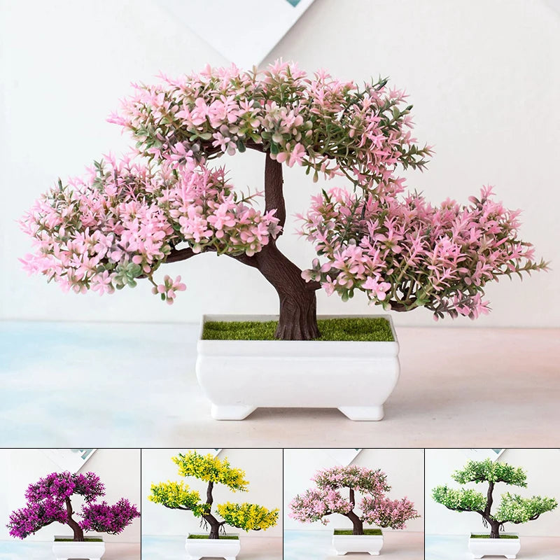 Bonsaï Artificiel Pot | Arbre Faux Fleurs | Décoration Bureau, Salon & Hôtel
