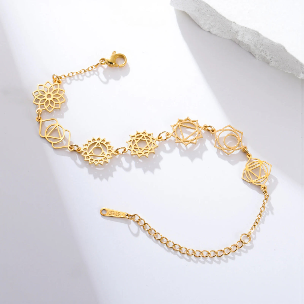 Bracelet Charme 7 Chakras Yoga | Acier Inoxydable | Bijou Spirituel Femme | Cadeau Anniversaire