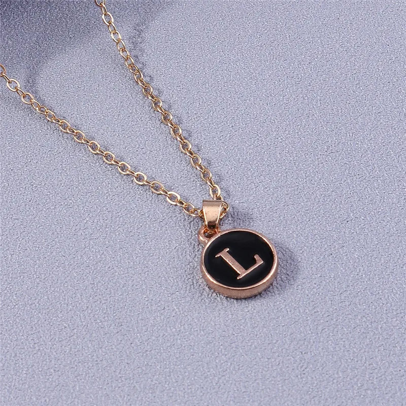 Collier Pendentif Initiales Femme | 26 Lettres A-Z Émail | Bijou Tendance Cadeau Anniversaire Fille
