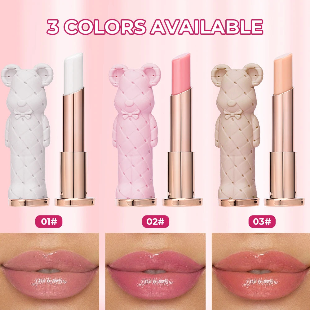 Beauty Glazed Bear Moisturizing Lipstick, Colored Lip Balm, Nourishing Lip Stick, Easy to Color, Watery