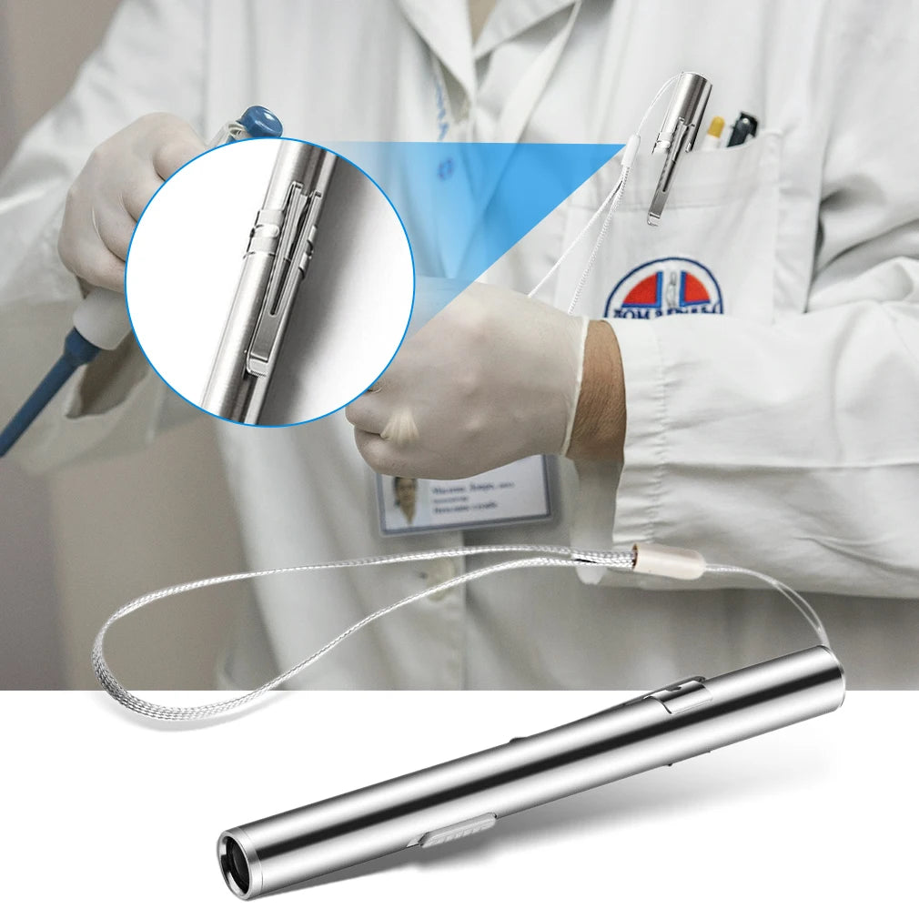 USB Rechargeable Portable Pen Light Handy Mini Medical Flashlight LED Torch Lamp with Stainless Steel Clip Pocket LED Lights