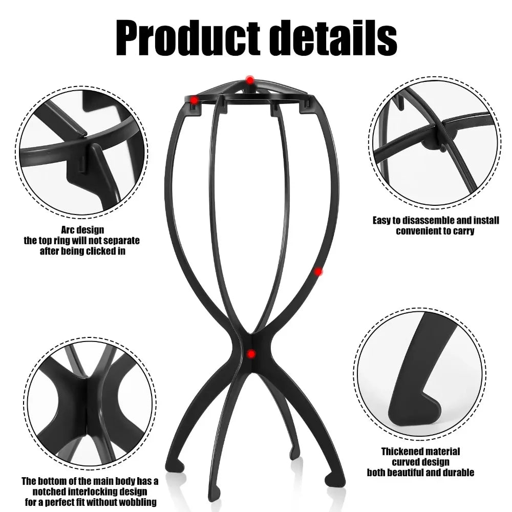 2 foldable wig stands, plastic portable hat display stand, durable barber shop fashion model stand, Wig racks