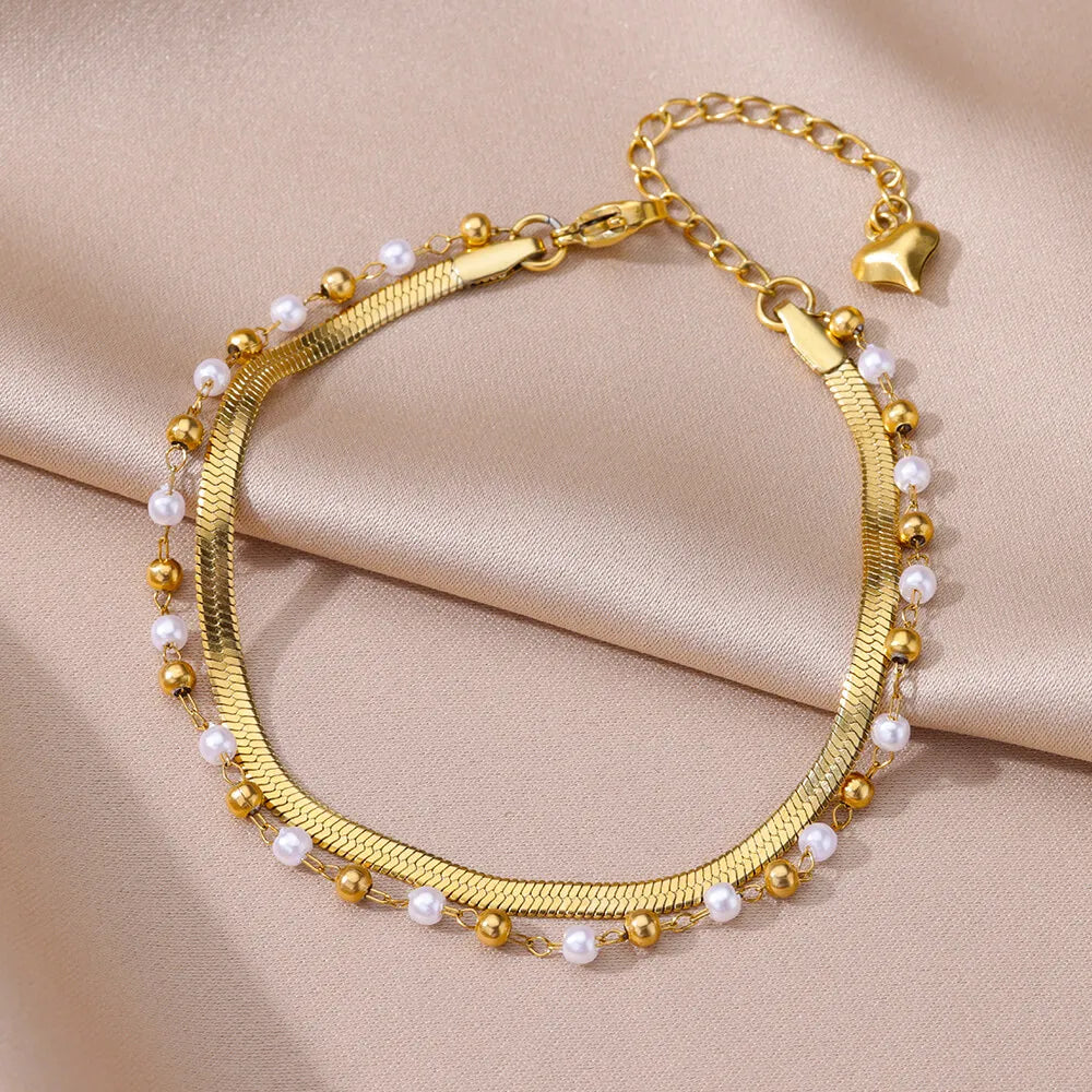 Bracelet de Cheville Femme Été | Chaîne Acier Inoxydable | Accessoires Plage | Bijou Pied Élégant