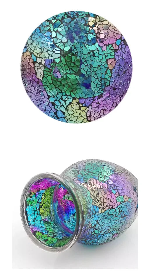 Vase Bohème Mosaïque Verre | Style Européen | Décoration Salon, Chambre & Entrée