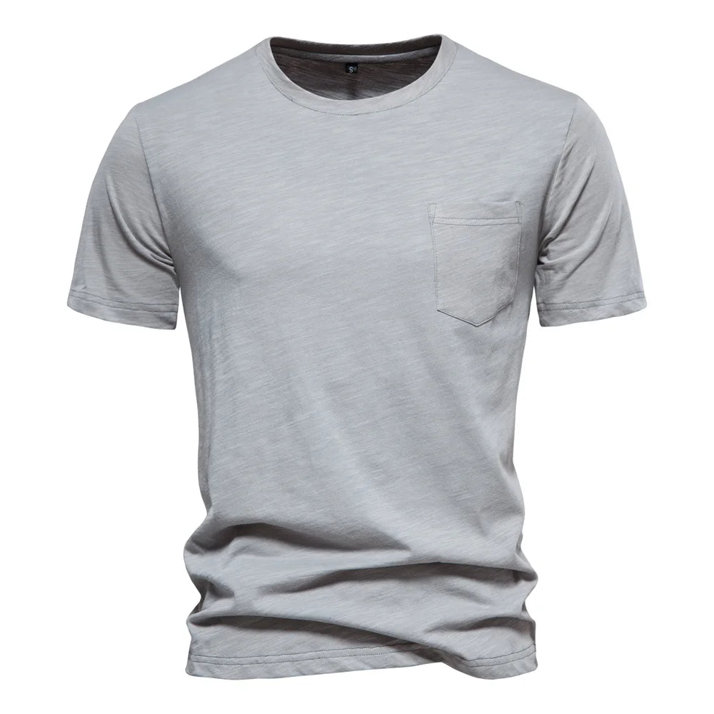 T-Shirt Homme 100% Coton | Col Rond | Manches Courtes | Uni Casual | Doux & Confortable | Été