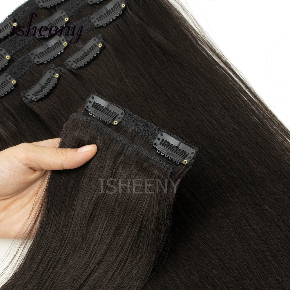 Extensions à Clips Cheveux Humains | Blonde Naturelle Brésilienne Remy | 12-20 Pouces | 7 Pièces/Set