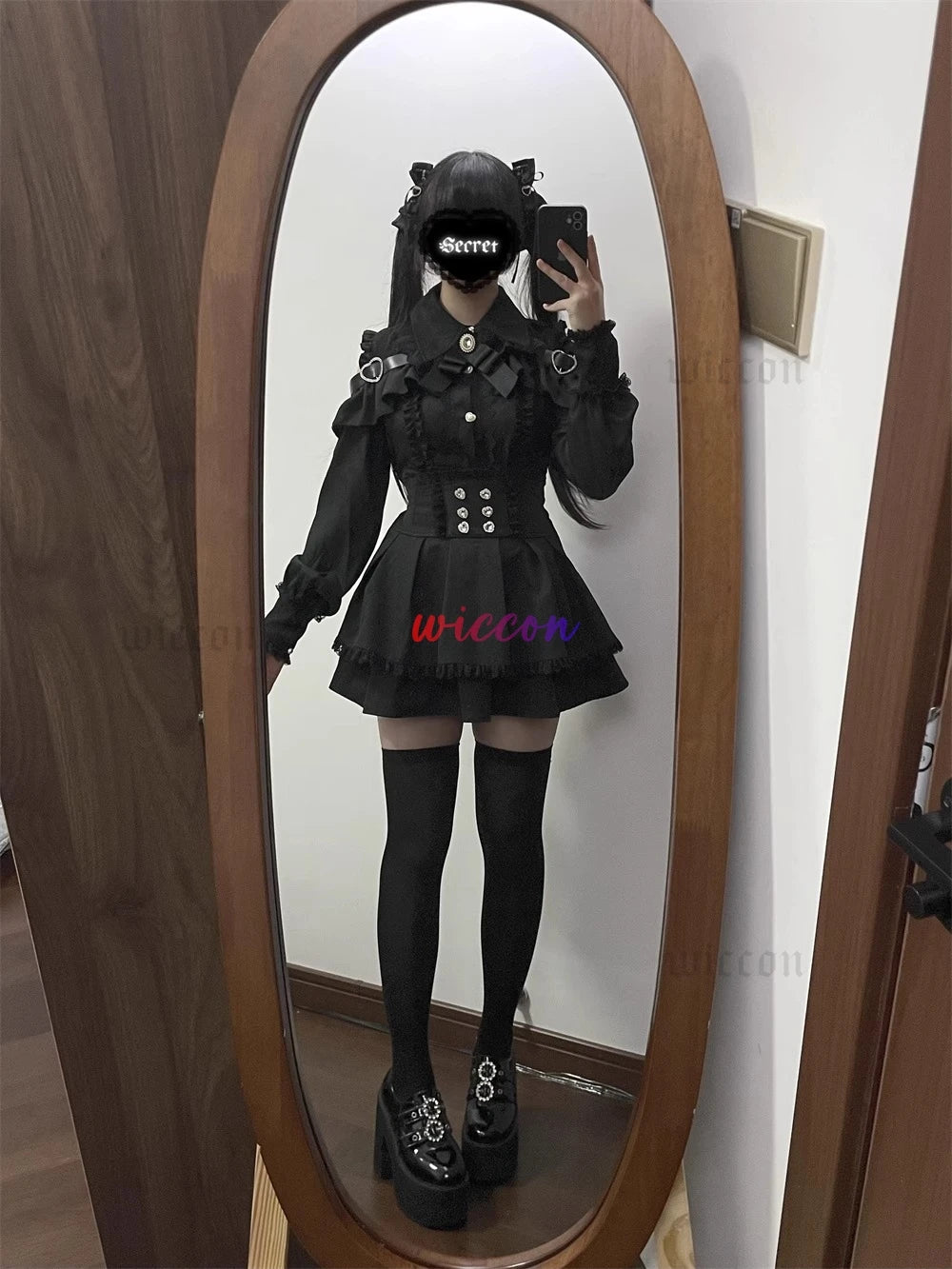 Jirai Kei Outfit Lolita Girls Shirt Skirt Set Women Kawaii Bow Long Sleeve Y2K Casual Aesthetic Shirt Japanese Style Women