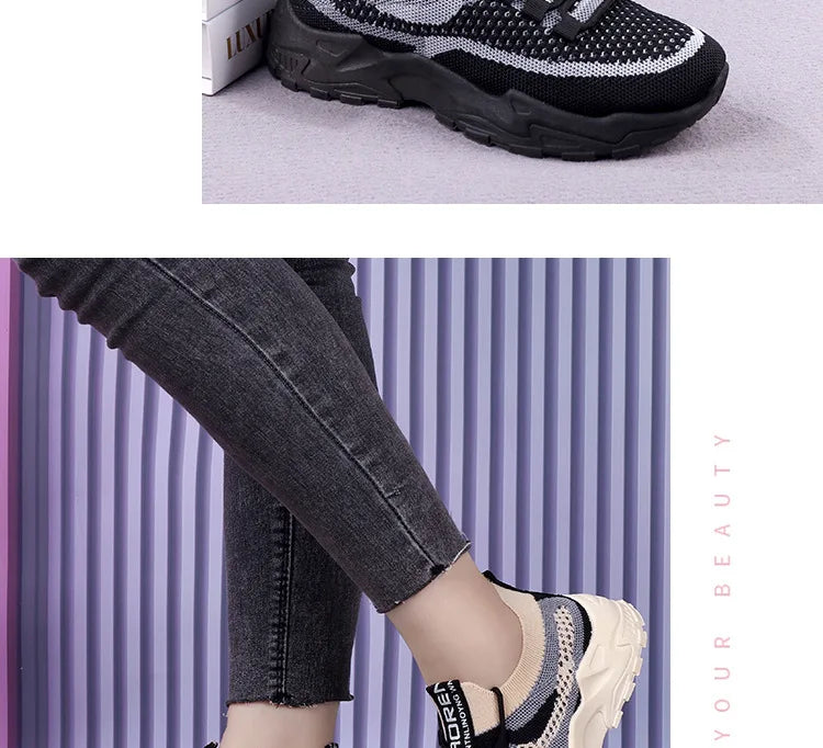 Sneakers Chunky Femme 2025 | Mesh Respirant Semelle Souple | Running & Sport Casual Printemps-Automne