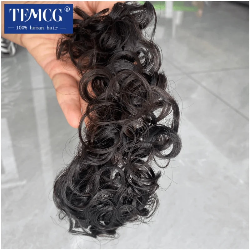 Toupét Homme Cheveux Humains Bouclés | Ligne Frontale Réaliste | Base PU Fine | Style V | Perruque Masculine