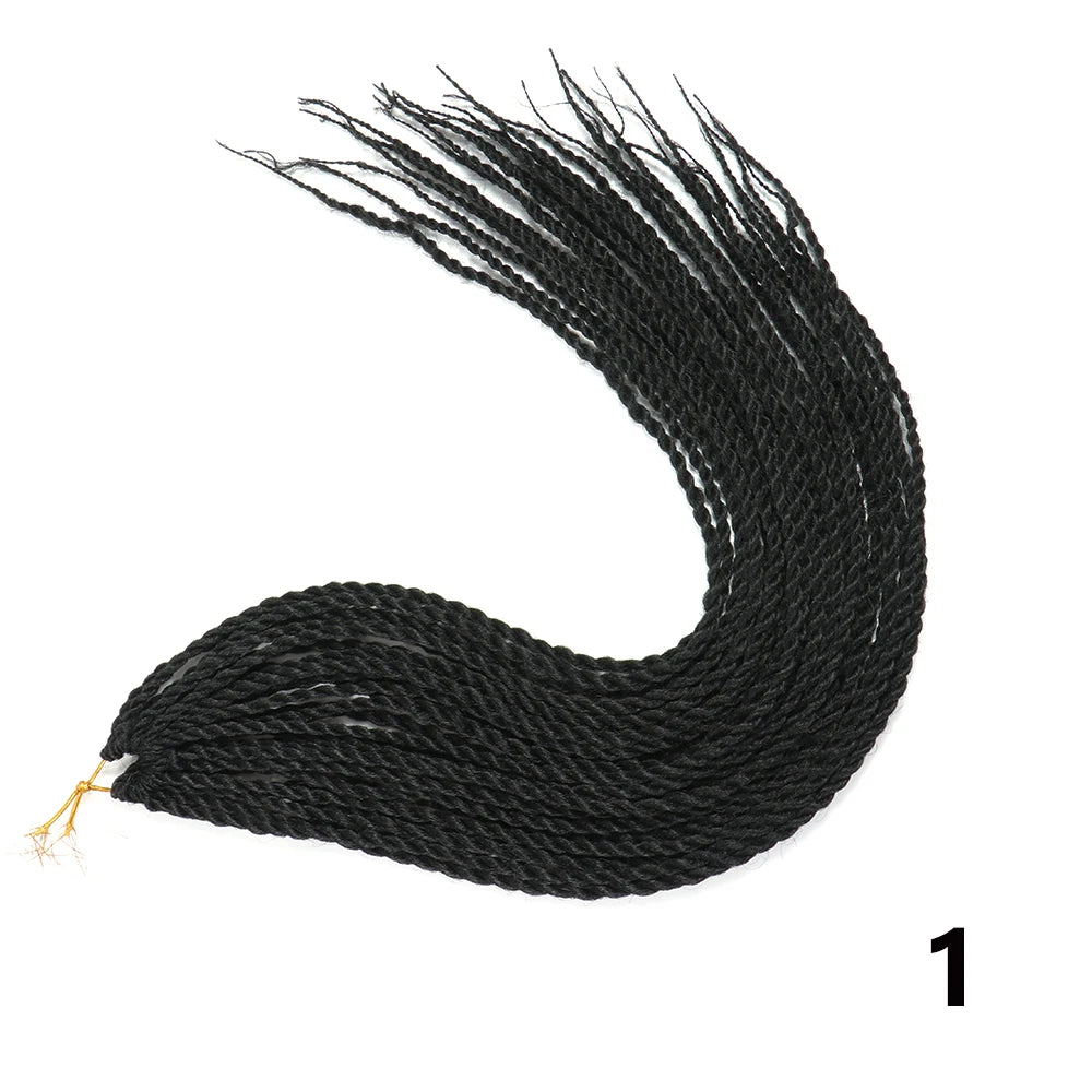 Tresses Senegalese Twist Crochet Synthétiques 24 Pouces | Brun | 30 Racines | Extensions Femme