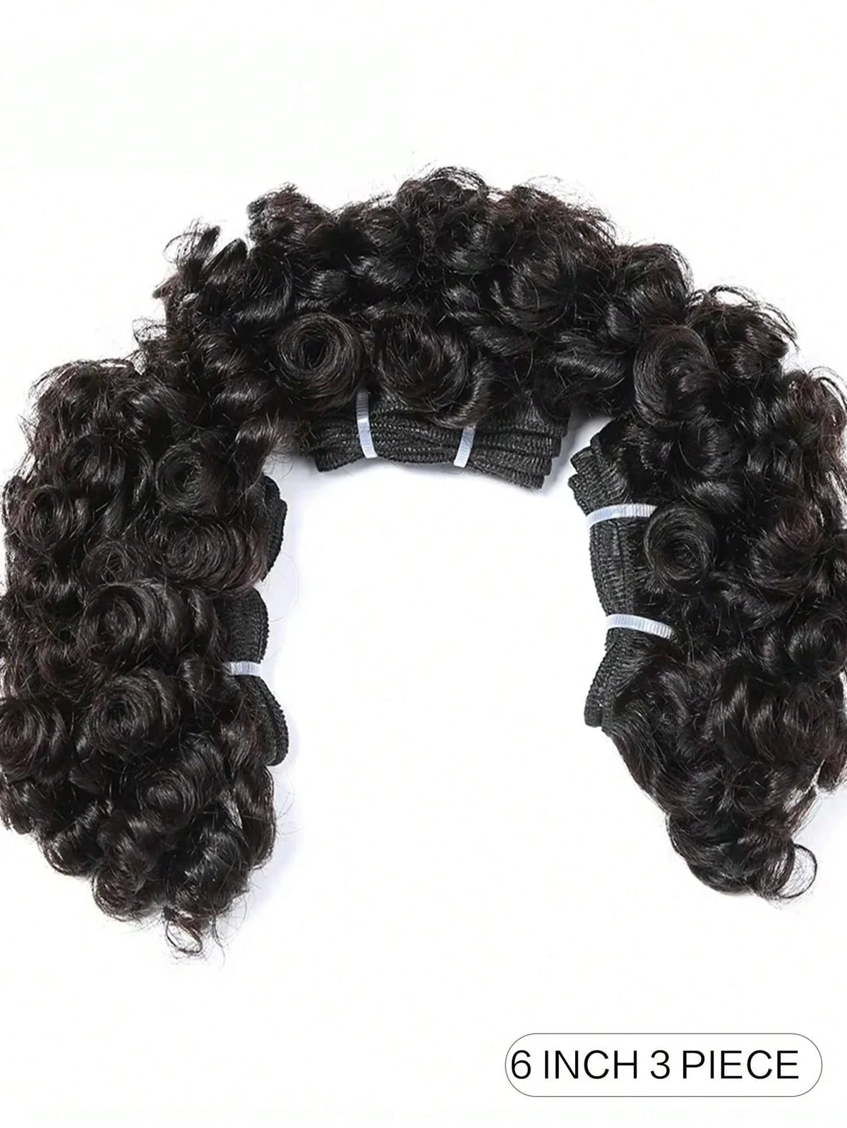 Tissage Bouncy Curly Cheveux Humains Remy | 3 Pièces | 6 Pouces | Couleur Naturelle | Extensions