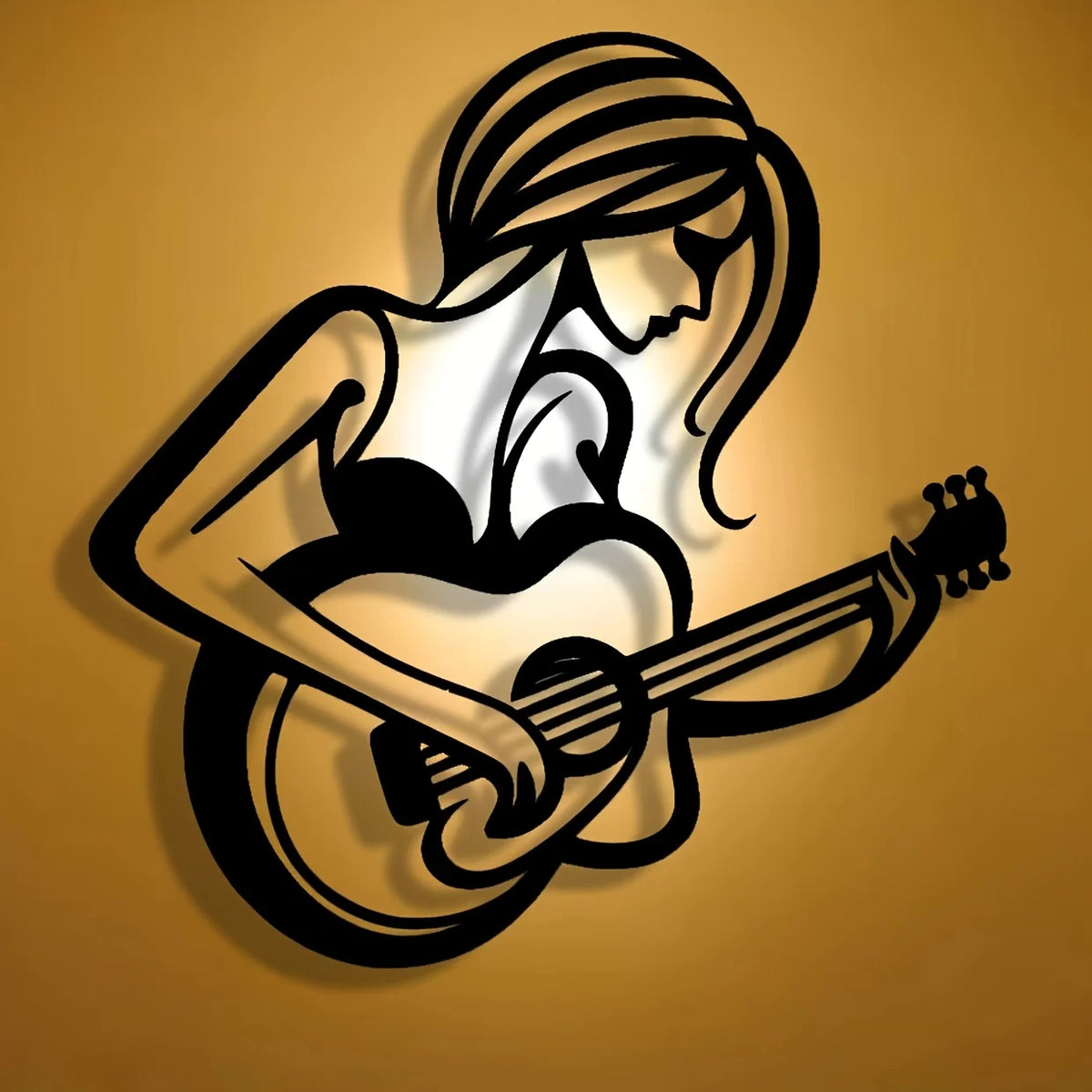 Art Mural Métal Guitariste Abstrait | Décor Café & Bar | Cadeau Amateurs de Musique