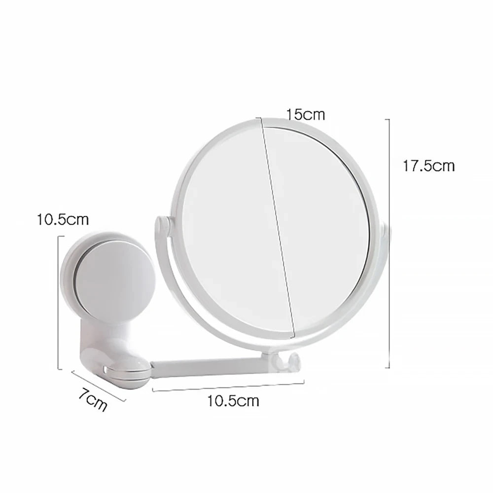 Wall Mirror Folding Arm Extendable Bathroom Mirror, No-Drill Swivel Bathroom Mirror, Suction Arm Double-Sided Cosmetic Makeup Mirror