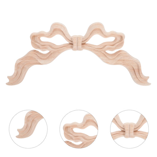 European Wood Carved Applique Corner Onlay Bow Knot Wall Decor For Home Bedroom Living Room DIY Wooden Wall Art