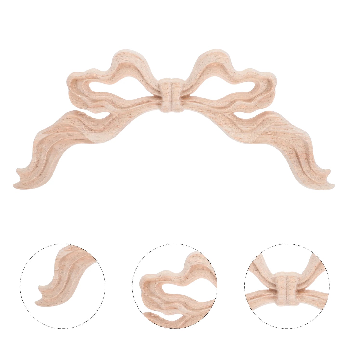 European Wood Carved Applique Corner Onlay Bow Knot Wall Decor For Home Bedroom Living Room Diy Wooden Wall Art