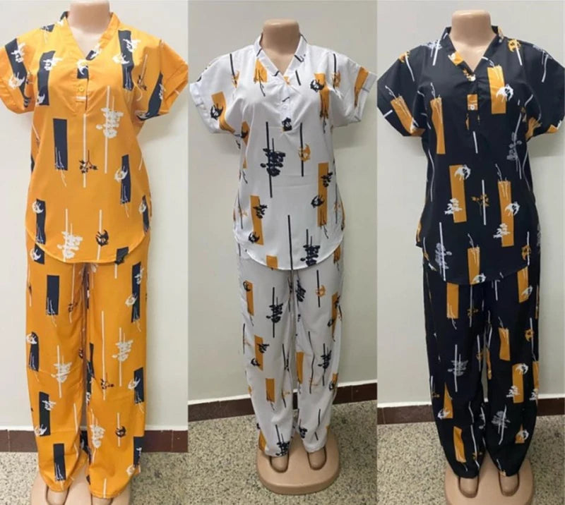 Ensemble Mode Africaine 2 Pièces Femme | Chemisier & Pantalon Droit | Tenue Coordonnée Été
