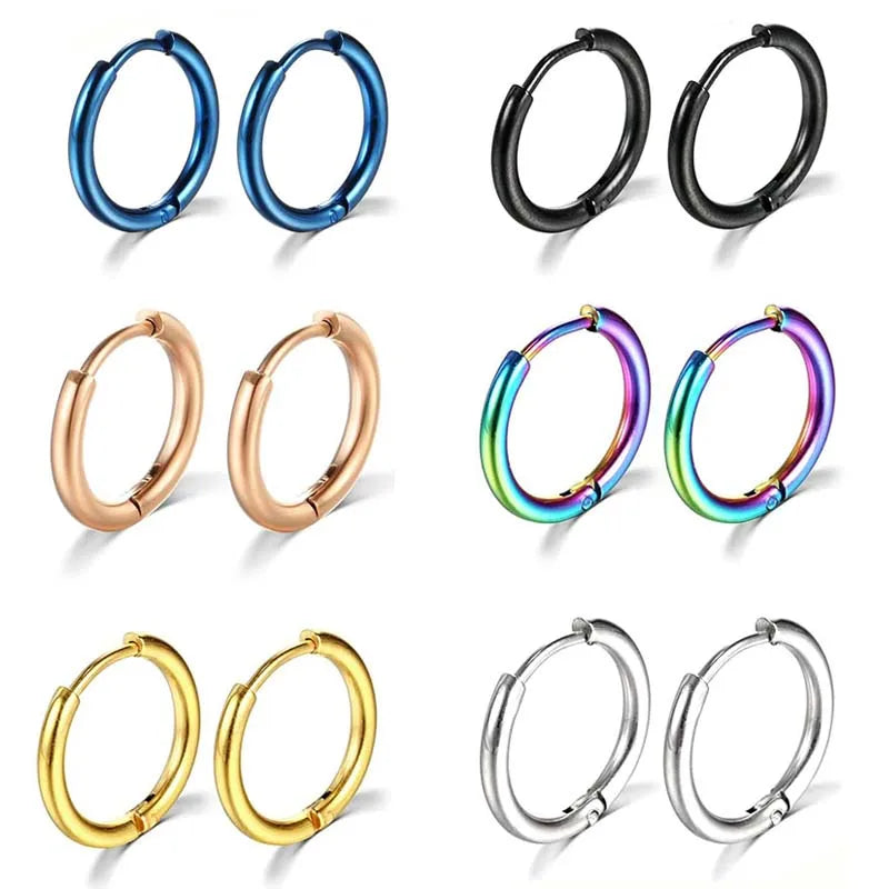Boucles d'Oreilles Créoles Acier Inoxydable | Petites Couleur Or | Femme Homme Fille | Piercing Cartilage | Bijou Mode