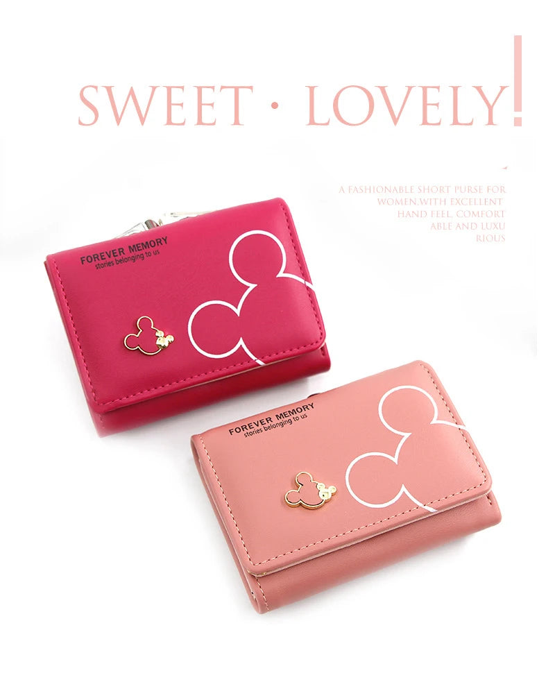 Portefeuille Femme & Fille | Dessin Animé Lettres | Porte-Monnaie Tri-Pliable Court | Mode Tendance