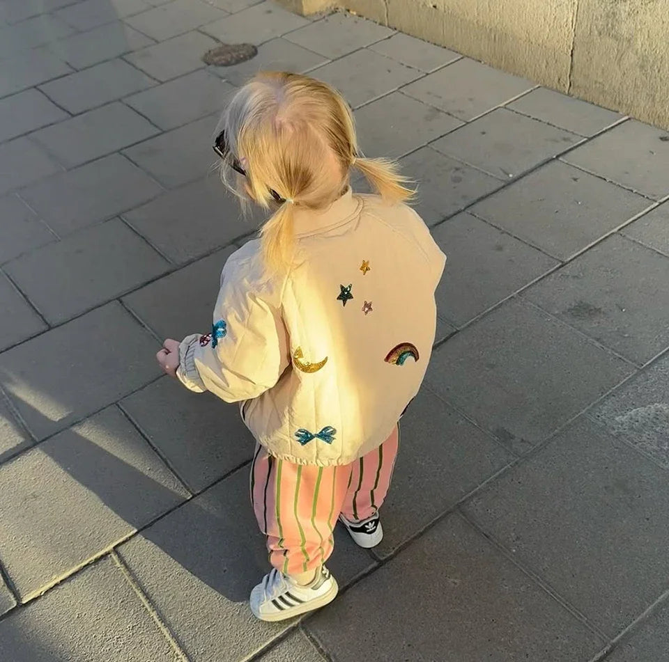 Manteau Polaire Paillettes Fille | Laine d'Agneau | Broderie Garçon | Vêtement Enfant Hiver