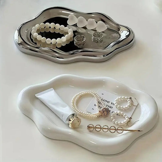 Jewelry Storage Tray Creative Cloud Shapes Plastic Trays Electroplated Jewelry Earrings Ring Display Plates Photo Props For Women