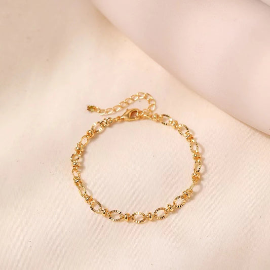 Bracelet Chaîne Or 18k Charme Femme | Polyvalent Tendance | Mariage Fête | 18+4cm