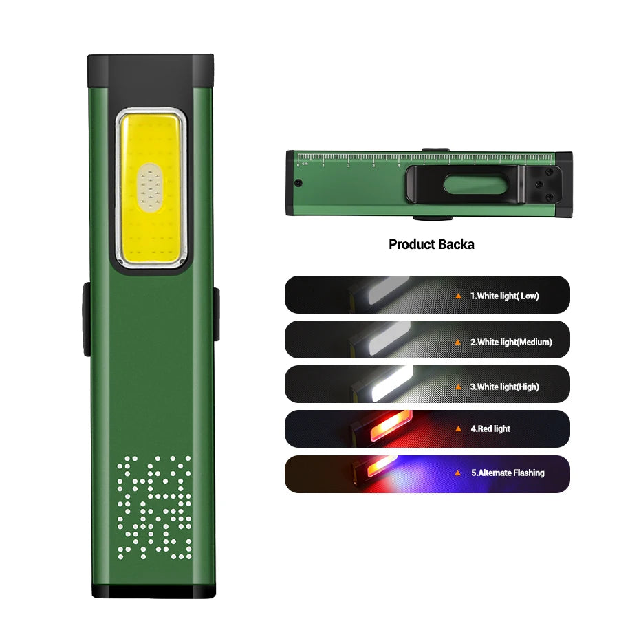 Mini Portable Rechargeable LED Torch Light, Waterproof Outdoor Work Pocket Flashlight with Magnetic Grip, Compact LED Flashlight