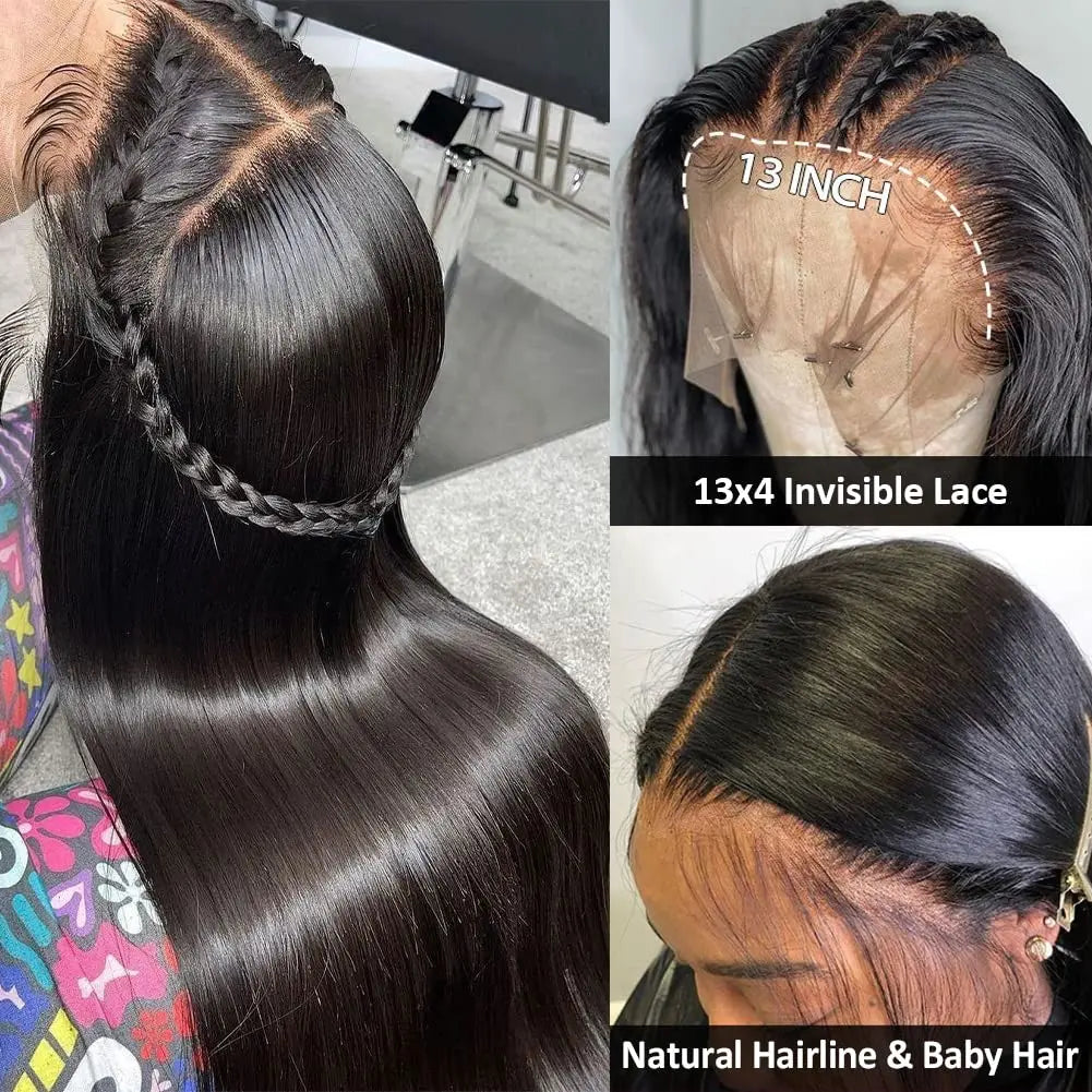 HD Lace Frontal Wig 13x6 13x4 Lace Front Wig Human Hair 30Inch Bone Straight Transparent Lace Human Hair Wigs 4x4 HD Closure Wig