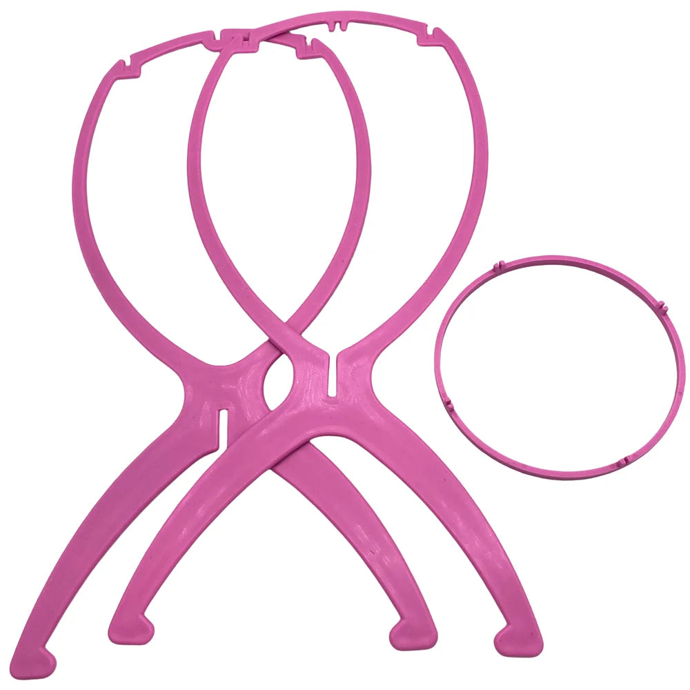 2 pcs 36cm Portable Desktop Wig Stand Wig Stands Portable Wig Hanger Salon Barber Hanging Hats Holder Display Stand