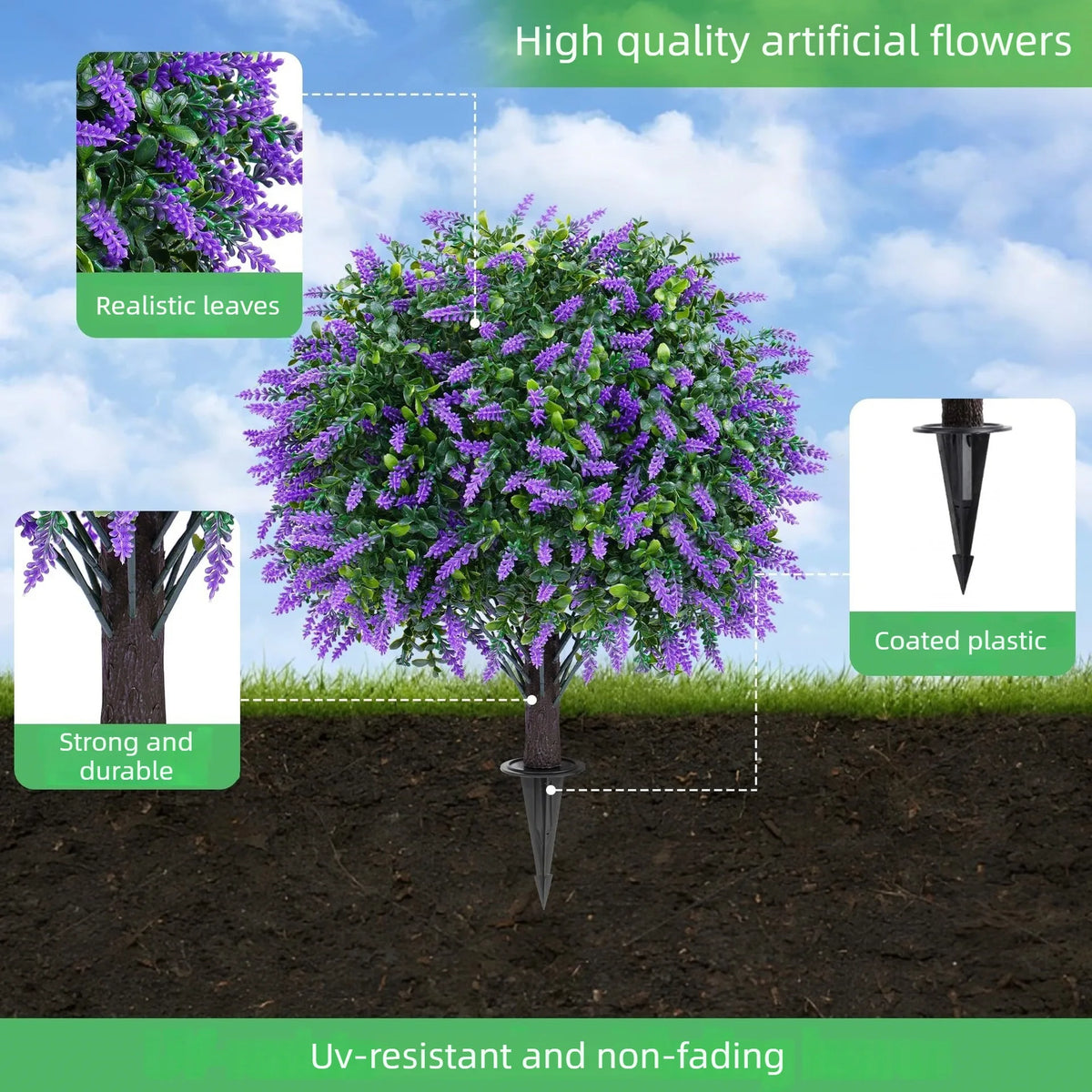 Arbre Artificiel Lavande en Pot | Résistant UV | Décoration Jardin, Porche & Extérieur