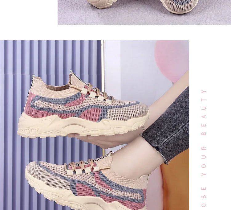Sneakers Chunky Femme 2025 | Mesh Respirant Semelle Souple | Running & Sport Casual Printemps-Automne