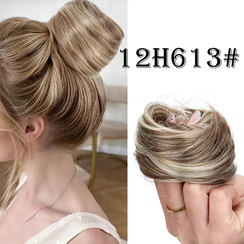 WIGSIN Synthetic Messy Donut Hair Buns Updo Chignon with Elastic Hair Extension for Women Daily Lazy Hair Accessories