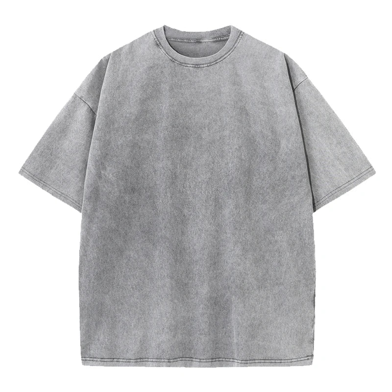Men's Washed Vintage T-Shirts Street Hip Hop Retro Punk T Shirt Women Harajuku Casual Cotton Short Sleeve Acid Wash TShirts Top