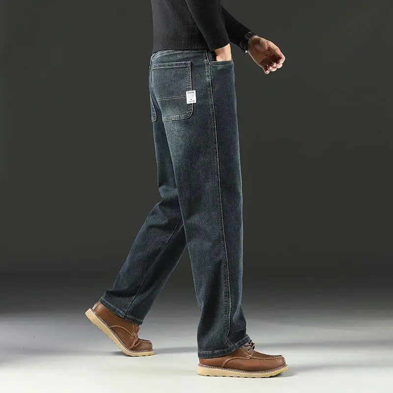 Jean droit ample en denim pour homme | Taille mi-haute
